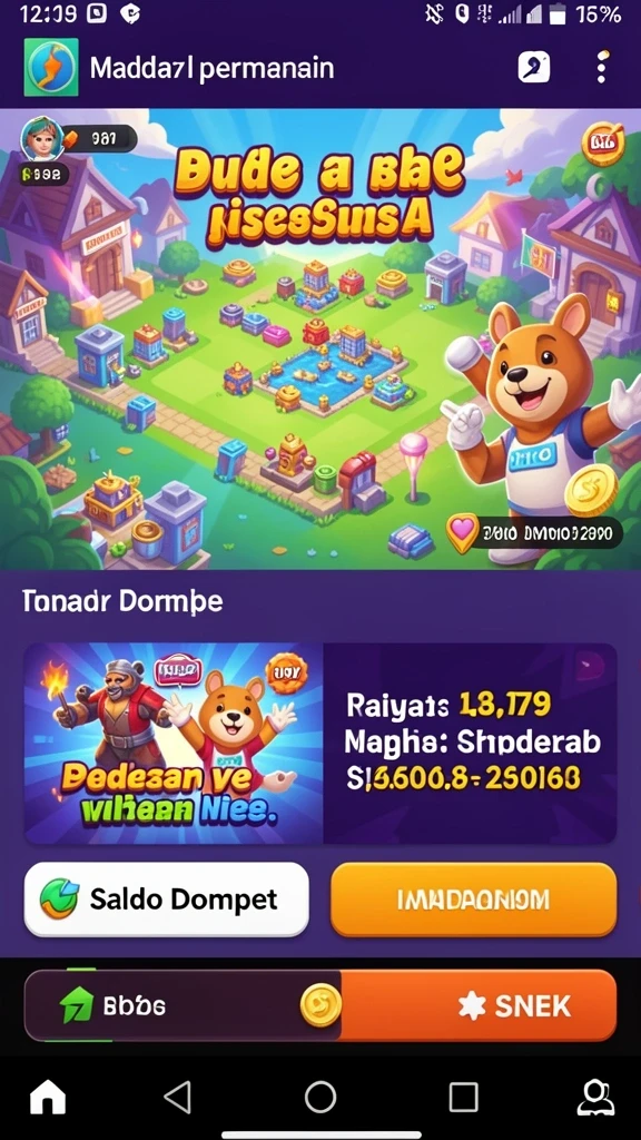 Screenshot menampilkan antarmuka utama SARANG777 yang menarik.